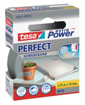 tesa extra Power Perfect Cloth Tape - Fabric-Reinforced Repairing Tape for Crafting, Repairing, Fastening, Reinforcing and Labelling - Grey - 2.75 m x 19 mm