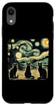 Coque pour iPhone XR Trois chats Van Gogh Nuit étoilée Amoureux des chats Vintage