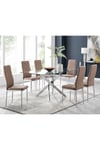 Leonardo Glass And Chrome Metal Dining Table And 6 Milan Chairs Dining Set