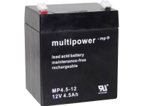 multipower PB-12-4,5-4,8 MP4,5-12 Blybatteri 12 V 4,5 Ah Blyfilt (B x H x D) 90 x 107 x 70 mm Plattkontakt 4,8 mm Underhållsfritt, låg självurladdning