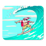 Board Happy Santa Claus is Surfing on Sea Big Wave Home School Game Player Computer Worker MouseMat Mouse Padch