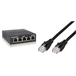 Netgear GS305-300PES Switch Ethernet Métal 5 Ports Gigabit (10/100/1000) et Abordable pour Les Entreprises Bureaux à Domicile & Amazon Basics Câble réseau Ethernet RJ45 catégorie 6-1,5 m