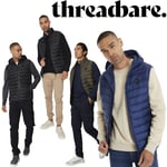 Threadbare Mens Zipped Hooded or Without Puffer Gillet Jacket Padded Hoodie