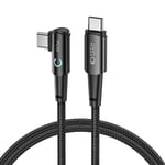Tech-Protect Ultraboost Vinklet USB-C til USB-C Kabel 60W/6A 1m - Svart