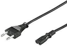 PremiumCord Câble 220V 5m, Câble d'alimentation avec fiche Euro sur fiche double Euro C7 2 broches, IEC 320, tout droit - Noir