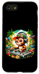 Coque pour iPhone SE (2020) / 7 / 8 Monkey Casque de DJ amusant pour homme, femme, enfant
