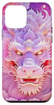 Coque pour iPhone 12 mini Violet Pivoine Floral Rose Kawaii Dragon Face