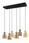 Trio Suspension Agudo 319400617, Métal Noir mat, Abat-jour Métal Café/Beige/Taupe, sauf 6x E27