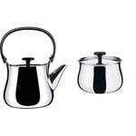 Alessi CHA Kettle/TEAPOT, Silver + Alessi NF03 Cha Sugar Bowl in 18/10 Stainless Steel Mirror Polished, 18-10, Silver