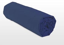HOME LINGE PASSION, Dark Blue Fitted Sheet 90 x 190 + 30 cm 100% Cotton 57 Thread Count (Label Oeko-Tex)