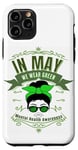 Coque pour iPhone 11 Pro Green Messy Bun En mai, nous portons une sensibilisation à la santé mentale