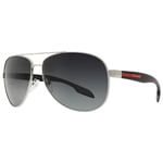 Prada Linea Rossa PS53PS Polarised Classic Aviator Metal Frame Sunglasses, Grey