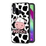 ZhuoFan for Samsung Galaxy A40 Case, Phone Case Silicone Black with Pattern Ultra Slim Shockproof Soft Gel TPU Back Cover Bumper Skin for Samsung A40 Smartphone 5.9 inch (Cow)