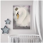 chthsx Princess Swan Wall Art Prints Baby Girls Room Decor Watercolor Art Canvas Painting Wall Picture Nordic Poster Nursery Decoration-30x42cm No Frame