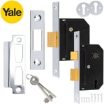 Yale Chrome Sash/dead Locks 3 Lever Wood Door Security Latch Catch Bolt 2 Key Uk