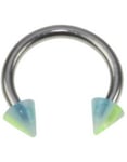 Rund Ögonbrynspiercing med Gröna, Blå och Vita Spike Kulor - 1.2 x 8 mm