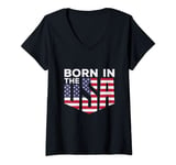 Womens Born in the USA V-Neck T-Shirt