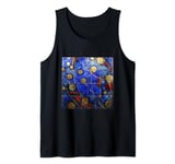 Celestial Chaos: Bold Blue and Striking Abstract Design Tank Top