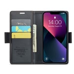 CaseMe Slim Plånboksfodral RFID-skydd iPhone 13 svart