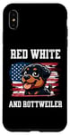 Coque pour iPhone XS Max Rottweiler rouge, blanc et rottweiler drôles, le 4 juillet