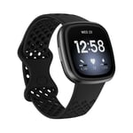 Hellfire Trading (Small, Black) for Fitbit Versa 3/ Sense Replacement Band Strap Silicone Bracelet Wristband