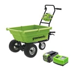 Greenworks Tools 40V Cordless Garden Cart 7400007 & 40V 5Ah battery and 40V 4A fast charger