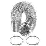 5m Aluminium Vent Hose 4" Pipe + 2 x Clips for Grow Room Hydroponic Indoor Tent