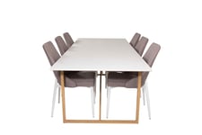 Venture Design Palace & Leone matgrupp Vit/vit 6 st stolar & bord 240 x 100 cm