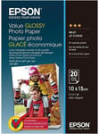 Epson Value Glossy Photo 10 x 15cm Paper (20 Sheets) New