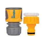 HOZELOCK - Outdoor Tap Connector Kit + Hose Connector ø 12.5 - 15mm (1/2"- 5/8") Soft Touch : For Taps Ø 21 - 26.5 mm (1/2"- 3/4"), Watertight, Non-slip, Easy to Fit [2071 0000]