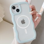 UEEBAI Magnetic Case for Iphone 13/Iphone 14 6.1 Inch, Clear Wave Frame Cute Cas