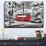 WSWWY 1 Pieces Modern Home Decor Pictures for Living Room Red London Bus Hd Print on Canvas Painting Wall art Street Posters 40x60CM (Frameless)
