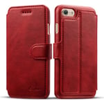 Klassiskt Läderfodral Med Plånbok Av Juper - Iphone 8 Röd