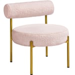 Yaheetech - Fauteuil et Chaise de Relaxation de Salon Design Géométrique Élégant Doré Fauteuil d'appoint Bouclé Rose