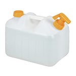 relaxdays Bidon d’Eau avec Robinet, 10 litres, Plastique sans BPA, Couvercle, poignée, réservoir, Blanc/Orange