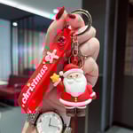Nyår Jul Tecknad Jultomte Nyckelring Mjuk gummidocka Nyckelring Kedjeväska Litet hängande presentnyckelring till bilnycklar