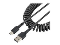 Startech.Com 1 M Usb C-Laddningskabel, Kraftig Usb-C-Spiralkabel För Snabb Laddning Och Synkronisering, Usb 2.0 Type-C-Kabel, Robust Aramidfiber, Slitstark Hane Till Hane Usb-Kabel, Svart - Usb-Kabel - 24 Pin Usb-C (Hane) Till 24 Pin Usb-C (Hane) -