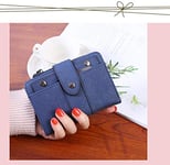 LYQB Ms. Retro Short Paragraph Frosted Students tri-fold Wallet Purse Rivets Buckle (Color : Blue)