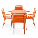OVIALA Oviala - Ensemble table de jardin carrée et 4 fauteuils acier orange Palavas Orange