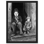 Charlie Chaplin The Kid Photo Silent Movie Still A4 Artwork Framed Wall Art Print