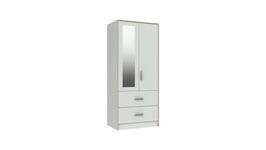 One Call Furniture Ashdown 2 Door Drawer Mirror Wardrobe - White