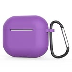 Compatible with Apple AirPod 3rd Generation 2021 Case Cover, Silicone Protective Accessory Skin with Keychain, Front LED Visible - Purple