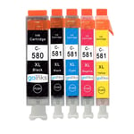 5 Ink Cartridges (5 Set) to replace Canon PGI-580 & CLI-581 XL Compatible