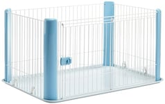 Iris Ohyama, Parc pour Chien Intérieur, Extérieur avec Porte Verrouillable, H60cm, Bleu, Sans Toit, Cloture, Enclos, Cage, Chenil, en Grille, pour Chat, Chiot, Lapin, Rongeur, Plastique, CLS-1130