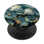 Lotus Flowers Oil Painting style Art Design PopSockets Swappable PopGrip