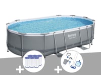 Kit piscine tubulaire Bestway Power Steel ovale 4,88 x 3,05 x1,07 m + 6 cartouches de filtration + Kit d'entretien