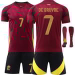 2024 Belgien EM-tröja nr 7 De Bruyne fotbollströja 10 Lukaku 25 Doku lagtröja Storlek 7 strumpor (24 yards, Storlek 7 strumpor)
