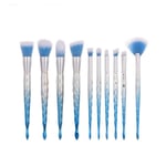 10pcs Makeup Brush Kit Plastic Handle Durable And Comfortable Blue
