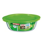 Pyrex Cook and Store 4 in 1 Round Dish 20 cm With Lid,Green,1 Litre