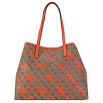 GUESS Women's Vikky Large Tote Bag, Latte Logo/Orange, 40 x 31 x 18 cm